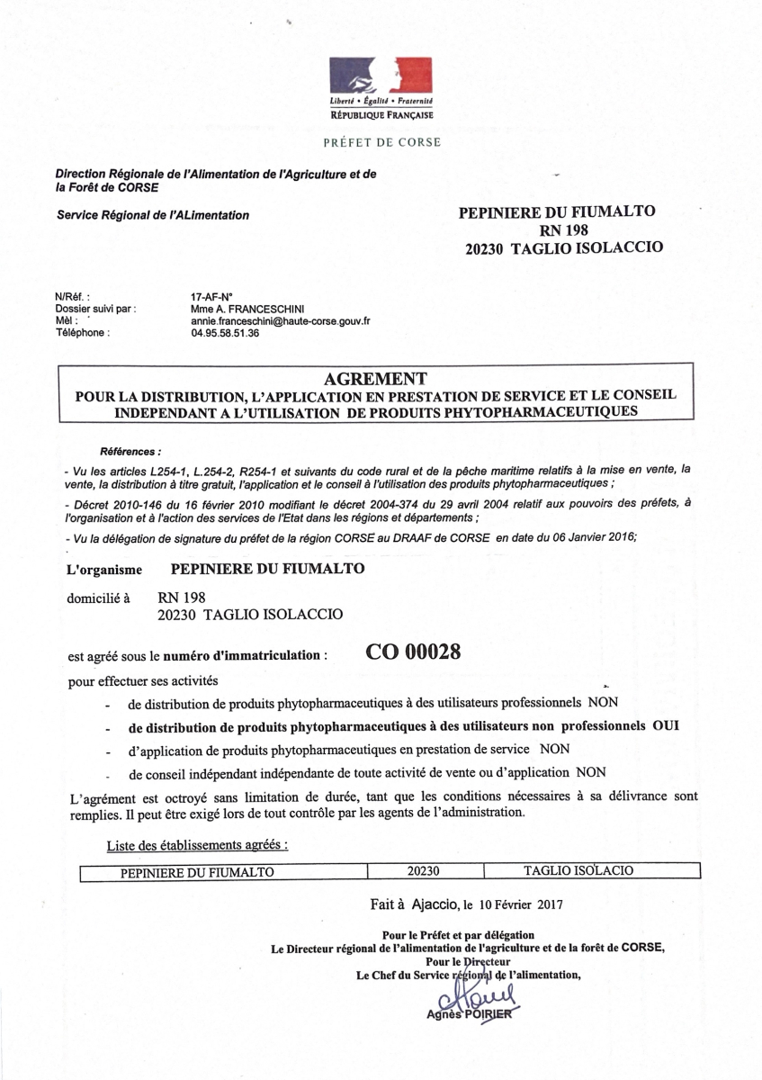 Agrément phytosanitaire 